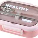 Stainless Steel Lunch Box, 2 Compartment Bento Box for Adults, Easy to Clean, Leak-Proof Design, Food Storage Container with Tableware for Family, Work, Picnics and Travel(850ml, Pink)