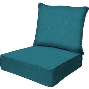 Honeycomb Outdoor Deep Seat, 24" W x 23" D, Textured Solid Teal Outdoor Chair Cushion
