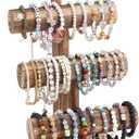 PH PandaHall 4 Tier Wood Bracelet Holder T-Bar Bracelet Organizer Bangle Displays Rack Watch Display Tower Bracelets Storage Rack Jewelry Display Stand for Business Vendors Selling Craft Show Store