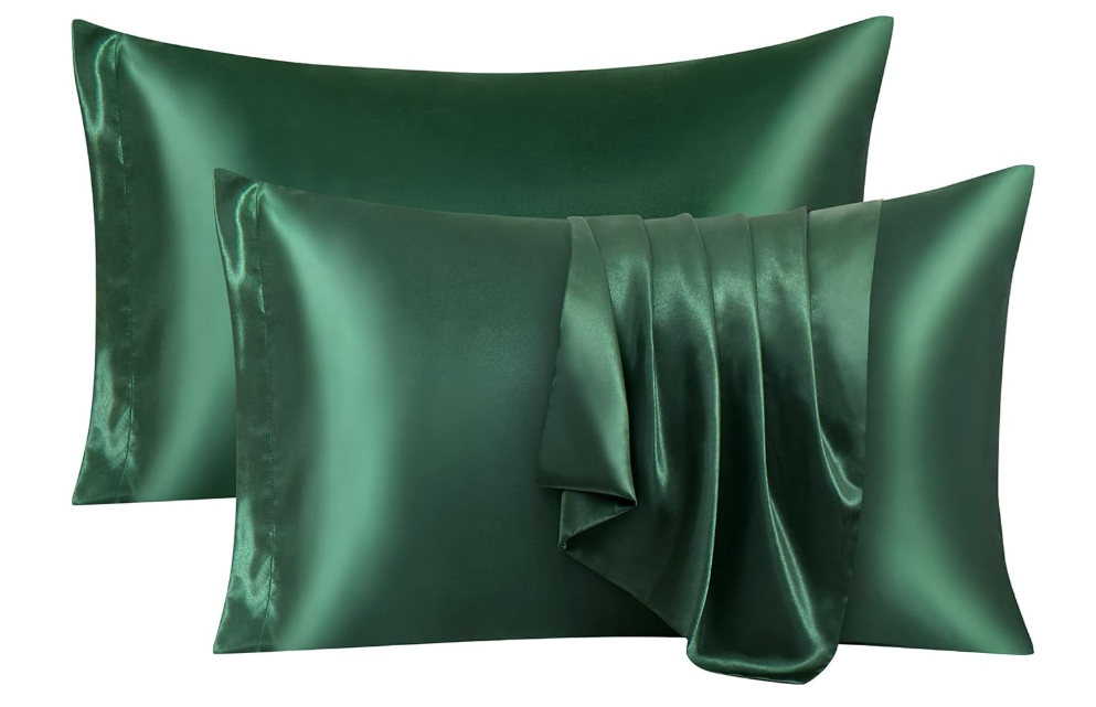 Ersmak Satin Pillowcase Standard Set of 2, Ultra Soft & Silky Satin Pillow Cases for Hair and Skin, Wrinkle Fade Resistant Pillow Covers with Envelope Closure (Dark Green)