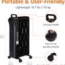 Amazon Basics Portable Oil Space Heater with 7 Oil-Filled Fins, 3 Heat Settings, Adjustable Thermostat, Tip-Over and Overheat Protection, ETL Safety Certificate, 1500W, Black