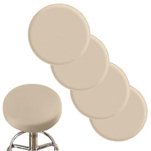 ANWUCHEN Stool Covers - 4 Soft Bar Stool Seat Covers, Elastic Slipcover for 13-18 Inch Wooden/Metal Round Chairs (Beige)