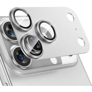 Tensea for iPhone 17 Pro Camera Lens Protector, Metal Aluminum Alloy Tempered Glass Cover Camera Screen Protector Accessories, Case Friendly (Silver)