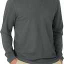 Uni Clau Mens Casual Long Sleeve Tee Shirts Crew Neck Soft Stretch Lightweight Breathable Solid Work Shirts for Autumn (3X-Large, Deep Grey)