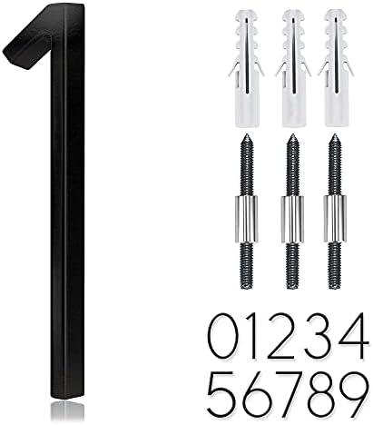 5" Stainless Steel Floating House Number, Metal Modern House Numbers, Garden Door Mailbox Decor Number with Nail Kit, Coated Black, 911 Visibility Signage (1)