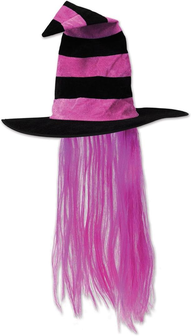 Beistle Witch Hat w/Hot Pink Hair