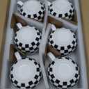 LAUCHUH Coffee Mug Set of 6, 18 oz Large Porcelain Coffee Mugs Checkered Coffee Cups with Handle Cappuccino Cups for Mother's Day, Tea, Cocoa, Milk, Latte, Mocha, Black and White