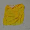 Women's Ruched Mesh Bikini Swimsuit Bottoms High Waisted Sheer Short Swim Skirt, L, Yellow