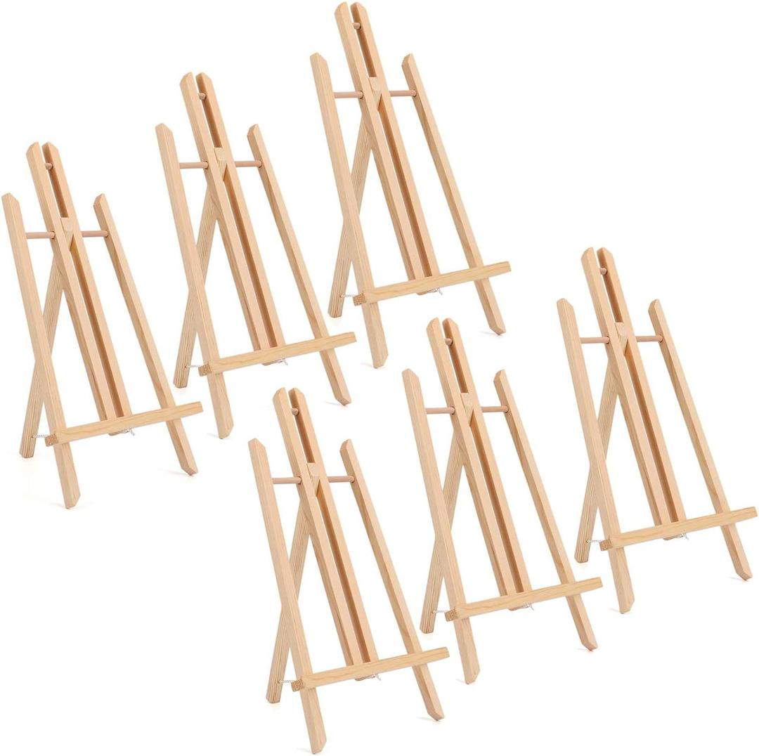 Tosnail 6 Pack 16" Art Easel Stand Tabletop Wooden Display Stand Photo Holder Display Stand for Artist, Students, Adults, Kids Painting