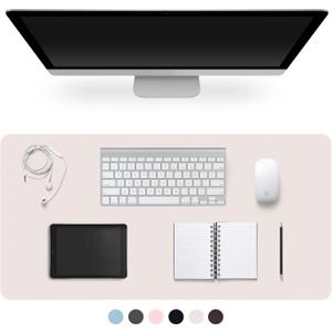 Leather Desk Pad Protector,Non-Slip Desk Pad,on-Slip PU Leather Large Mouse Pad,Easy Clean Desk Protecor Mat,Writing Pad for Office Work/Home/Decor(Off White, 23.6" x 13.7")