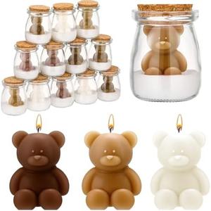 MTLEE 20 Sets Bear Baby Shower Favors Party Candle Mason Jar Wax Candle Bulk for Guest Baby Shower Boys Girls Wedding Gender Reveal Party Decorations