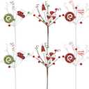 Jutom 6 Pcs Candy Cane Ornaments - Red, Green, White Stripes - Christmas Tree Decorations