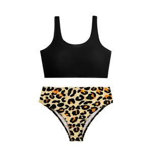 RoseSeek Girl's 2 Piece Striped Bowknot Swimsuit Set Bikini Sets (Brown)