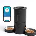 Miaosical Automatic Cat Feeder 2 Cats,2.4G WiFi Timed Auto Cat Food Dispenser with Dual Bowls,4.2L Smart App Control, Equal Portion Feeding for Multiple Cats (Black, 4.2L WiFi Dual Bowl)