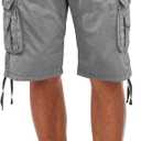 Fried-Denim Mens Everyday Poplin Belted Cargo Fairfax Shorts (38, Grey)