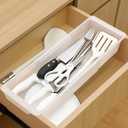 Deep Drawer Organizer Bins, Adjustable Sliding Drawer Organizer Bin Expandable Tray for Kitchen Utensils, BBQ Tools, Towels, Durable Plastic Sliding for Easy Storage(17" to 27)