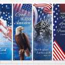 chiazllta 4PCS Independence Day Church Banners for Sanctuary Wall 4th Of July Religious Hanging Backdrop Christian Bible Verse Banner Patriotic American Flag Porch Signs for Sunday School Decoration