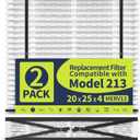 2 Pack 213 Replacement Filter Compatible with AprilAire Whole House Air Purifiers 1210, 1620, 2210, 2216, 3210, 4200, MERV 13, 20 x 25 x 4 Air Filter