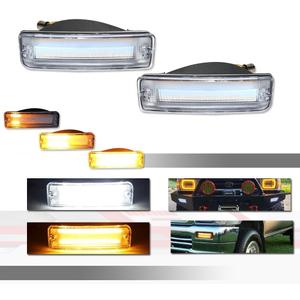 for 1989 1990 1991 1992 1993 1994 1995 Toyota Pickup 2/4WD, 1990 1991 4Runner Front Bumper Turn Signal DRL Daytime Light Smoked Lens Amber & White LED TO2520105 TO2521107