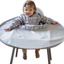 Tidy Tot- Baby Bib & Tray Kit - Mess Proof Long Sleeve Smock Attaches to Feeding Mat, Waterproof Bib - Fits Babies 6-24 Month (Dove Grey)
