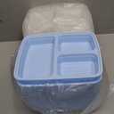 50 Pack (100-Piece) 32 oz Meal Prep Containers Reusable with Lids 3-Compartment, To Go Take Out Plastic Food Storage Containers, Sturdy Leakproof Food Safe, Microwave Freezer Dishwasher Safe, Blue