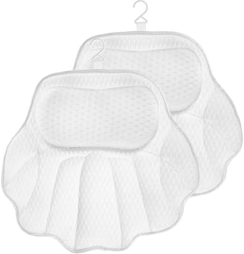 2Pcs Bath Pillow Bathtub Pillow, Silicone Bath Pillows for Tub Neck, Shoulder and Back Support, Bath Tub Pillows Headrest with Soft 4D Mesh Fabric & Non-Slip Suction Cups, Spa Gifts (Style B)