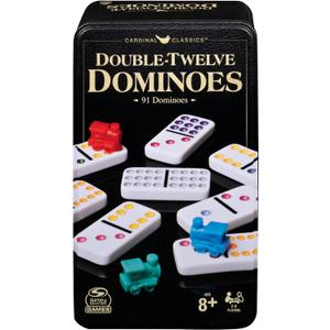 Spin Master Games, Cardinal Classics Double 12 Dominoes Set in Storage Tin, Family Board Games, 2-6 Players, for Ages 8 & Up