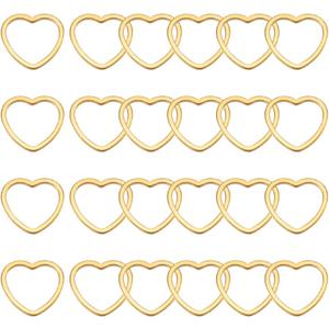 UNICRAFTALE About 40 Pcs Real 18K Gold Plated Hollow Heart Linking Rings Valentine's Day Stainless Steel Heart Frame Charms Love Links Connectors Metal Linking Rings for DIY Jewelry Making (10.5mm Long)