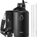 BUZIO Vacuum Insulated Stainless Steel Water Bottle 64oz (Cold for 48 Hrs/Hot for 24 Hrs) BPA Free Double Wall Travel Mug/Flask for Outdoor Sports Hiking, Cycling, Camping, Running (Black)
