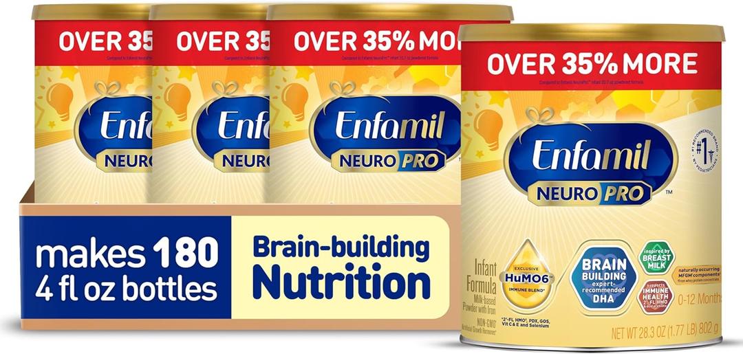 Enfamil NeuroPro Baby Formula, Milk-Based Infant Nutrition, MFGM* 5-Year Benefit, Expert-Recommended Brain-Building Omega-3 DHA, Exclusive HuMO6 Immune Blend, Non-GMO, 113.2 oz, Best By 02/2027