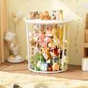 BBLIKE Large Stuffed Animal Storage End Table - Sturdy Metal Kids Toy Storage Bin, Stuffed Zoo Animal Holder for Bedroom, Living Room, Nursery, Perfect for Plush Toy Organizer, White