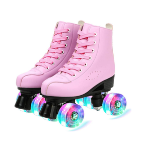 Comeon Classic Women Roller Skates,Unisex High-top 4 Wheel Roller Skates Double Row Roller Skates for Boys and Girls, Size 2