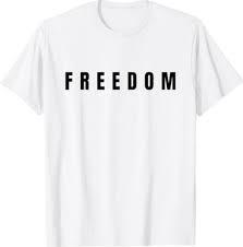 Freedom Black Text Minimalist Design,Bold Typography Graphic TShirt XL