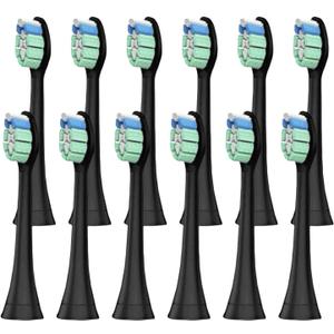 12x Replacement Toothbrush Heads Compatible with Philips Sonicare Replacement Heads, for Sonicare Replacement Brush Heads, Pack of 12 Professional Electric Toothbrush Heads Black