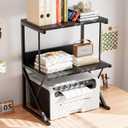 Aboxoo Printer Stand for Desk, Desktop Printer Shelf Large 3-Tier Multi-Purpose Office Organization Shelves for Home Office, Black