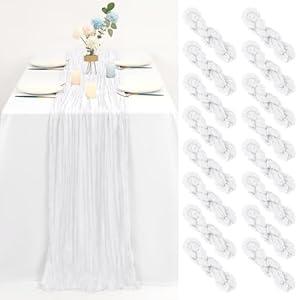 16 Pack Cheesecloth Table Runner Black, 20 x 70 Inch Rustic Boho Gauze Wedding Table Runner, Cheese Cloth Table Runner for Wedding Party Bridal Shower Table Decoration