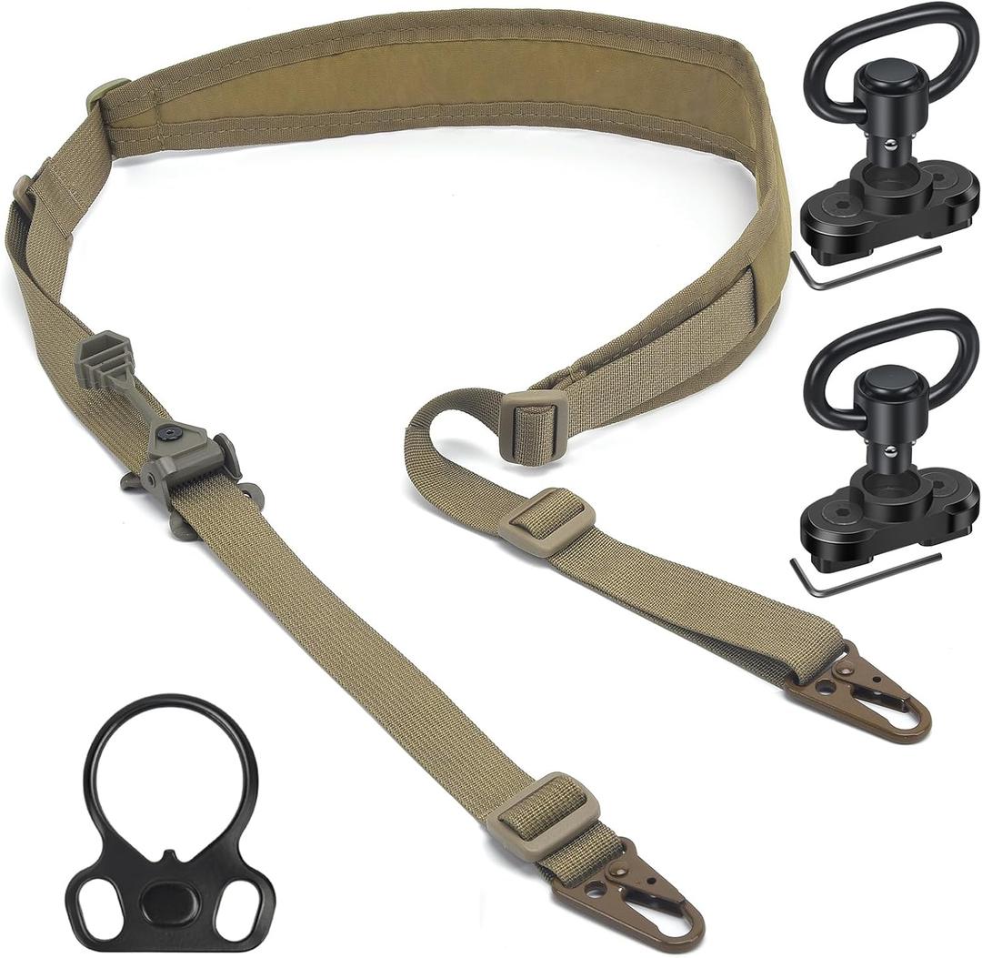 WarBull 2 Point Rifle Sling, QD Swivel Quick Adjust Gun Sling with HK Hook, Soft Shoulder Pad Tactical Rifle Sling for Rifle Shotgun and Crossbow, Hunting and Outdoor Sports