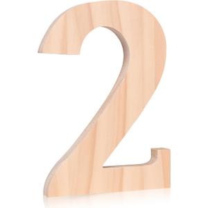 Oubest 6 Inch Wooden Numbers Unfinished Wood for Crafts, Wall, Home, Birthday, Wedding, Party Decor, DIY Painting Project, 0.6 Inch Thick Large Standing Unfinished Wooden Numbers 2