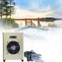 Upgrade Pool Heater, 25000 Btu/hr Auto-Defrosting, Titanium Heat Exchanger, Up to 10000gallons, 110V USA Plug, Modern Blue Swimming Pool Heater