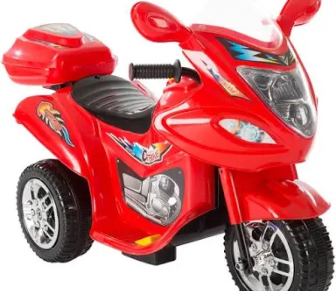 Rider Kids Motorcycle - 3-Wheel Electric Ride-On Car with Reverse, Sounds, Headlights - 6V Battery Motorbike for Ages 3 to 6 - Red