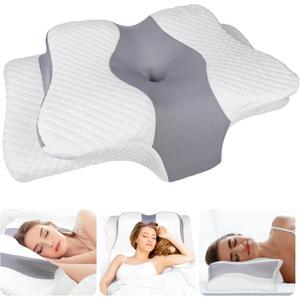 Ultra Pain Relief Cooling Pillow for Neck Support, Adjustable Cervical Pillow Cozy Sleeping, Odorless Ergonomic Contour Memory Foam Pillows, Orthopedic Bed Pillow for Side Back Stomach Sleeper (Queen, Grey)