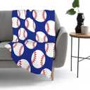 Baseball Navy Blue Cute Ball Throw Blanket Soft Bed Bedding Warm Cozy Plush Flannel Fleece Blankets Gifts for Kids Boys Teens, Sofa Couch Bedroom Home Decor, 50"x40"