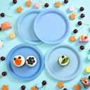 96 Pcs Blue Party Paper Plates, 9 Inch Cute Light Blue Disposable Dessert Baby Bridal Shower Dinner Birthday Cake Paper Plates for Party Bridal Baby Girl Shower Wedding Supplies