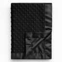 Pro Goleem Baby Soft Minky Dot Blanket with Satin Backing Baby Gifts for Boys and Girls (Black, 30 x 40)