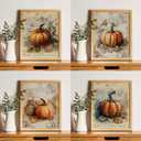 2 x JXREQ Vintage Pumpkin Fall Decorations Wall Art for Home Kitchen Living Room Bathroom Bedroom, Retro Pumpkins Wall Art Posters for Harvest Thanksgiving Decorations Set of 4, 8x10 Inch Unframed