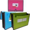 Expanding File Folder Document Organizer with Elastic Cord & Button Closure, Letter Size, 3.5" Expansion, Letter A4 Expandable File Folder for Home School Office Organization, 3 Pack (Green/Blue/Red)