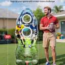 QPAU Life-Size Inflatable Football Target with Dual-Hole & Water-Filled Base - Includes 4 Balls, 2 Pumps & Dry Erase Scoreboard - Heavy Duty Outdoor Backyard Sports Toss Games for Kids, Teens & Adults
