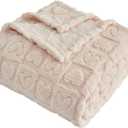FY FIBER HOUSE Throw Blankets with Heart Checkered,Soft Warm Blankets for Lover Mom Father Friends Gifts,Washable Lightweight Fuzzy Blanket for Couch Sofa Bed All Season(Beige,80"x120")