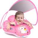 LAYCOL Baby Swimming Float Inflatable Baby Pool Float Ring with Sun Protection Canopy,add Tail no flip Over for Age of 3-36 Months (Large, unicorn)