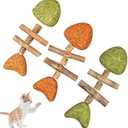 MIRJXB Cat Chew Toy, Interactive Cat Toy with Catnip, Dental Care for Cats, Teething Toy for Indoor Cats, 3-Pack Fish Bone Shape in Mixed Flavors 16x6 cm 2 Pack